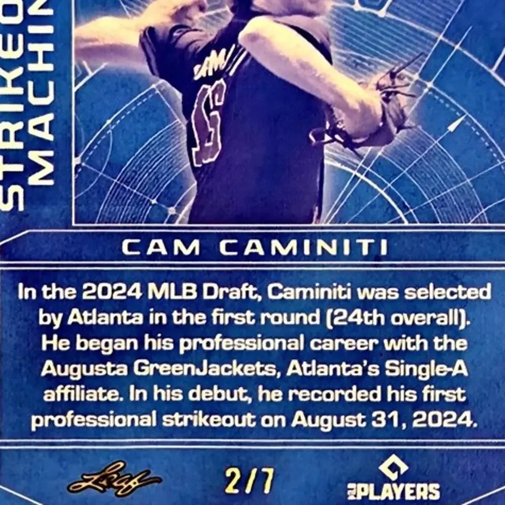 Cam Caminiti /7 Blue Ice Strikeout Machine Refractor Atlanta Braves Top Prospect - Picture 2 of 3